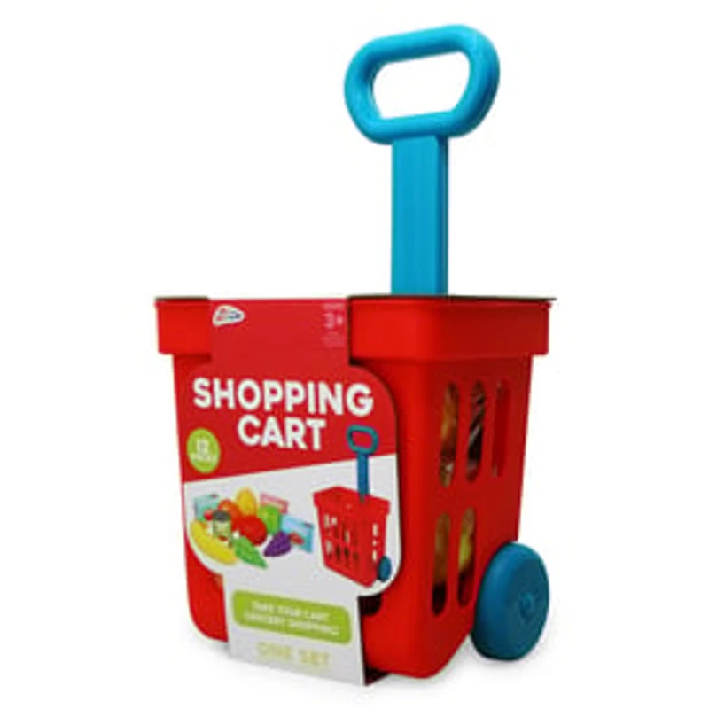 Kid's Toy Shopping Cart & Play Food 12-Piece Set