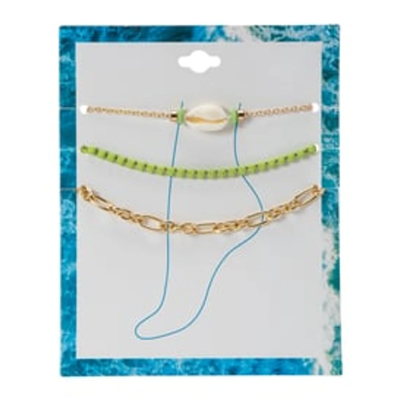 Under The Sea Beaded Anklet 3-Count