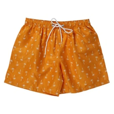 Young Mens Orange Palm Tree Swim Shorts