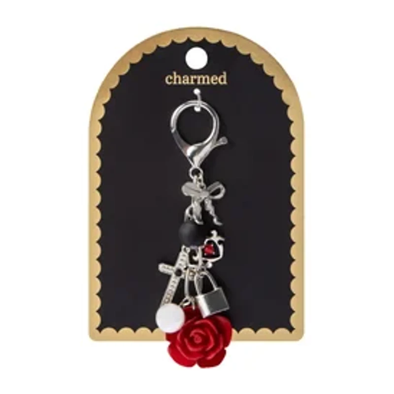 Charmed Goth Rose Cluster Key Ring