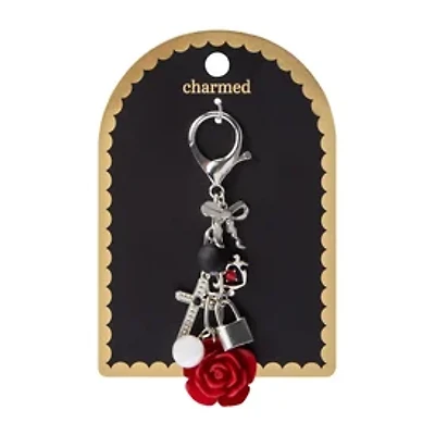 Charmed Goth Rose Cluster Key Ring