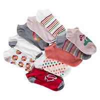 Ladies Low-Cut Socks 10-Pack - Mushroom Print