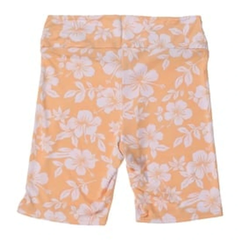 Orange Floral Crossover Bike Shorts