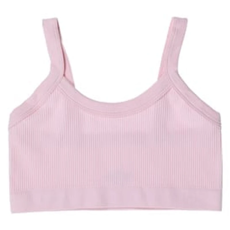 Pink Ribbed Scoop-Neck Bralette