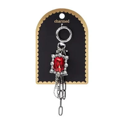 Charmed Red Gem Cluster Key Ring