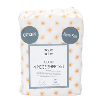 Queen Size 4-Piece Sheet Set - Sun Print