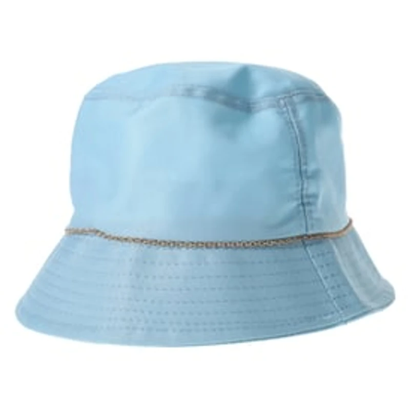 Blue Bucket Hat With Beaded Trim