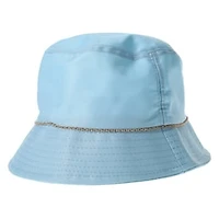 Blue Bucket Hat With Beaded Trim