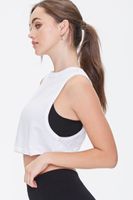 Women's Active Crew Neck Crop Top in White Large