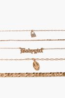 Women's Babygirl Pendant Bracelet Set in Gold