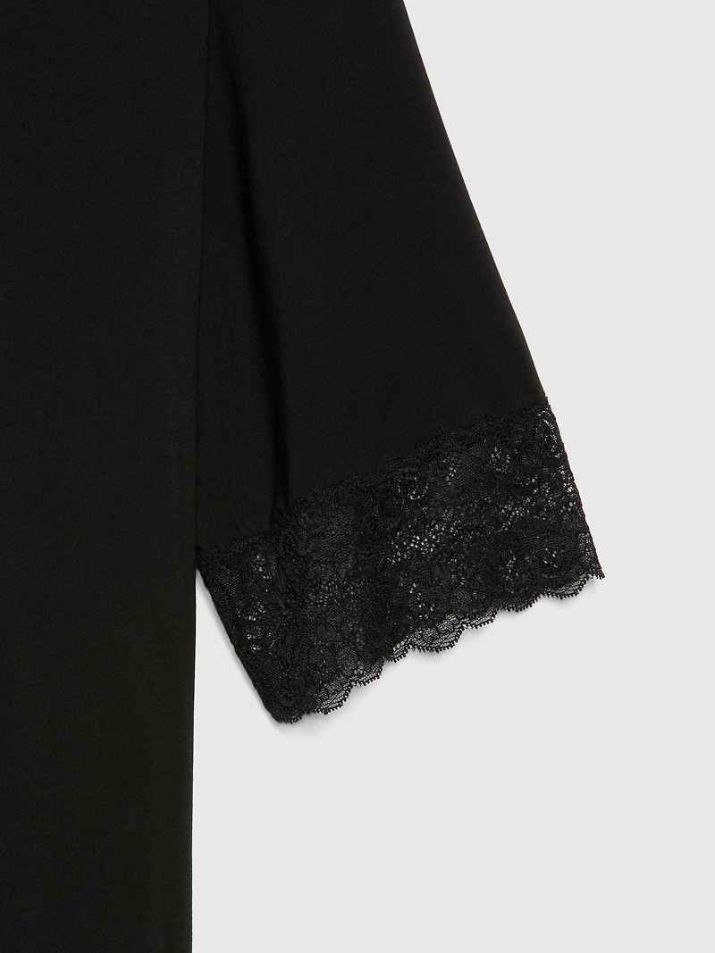 Maternity Lace Trim Robe in Modal