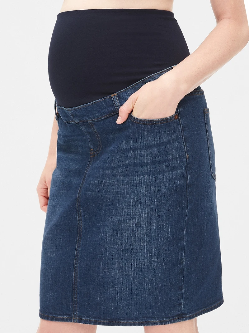 Maternity Full Panel Denim Skirt