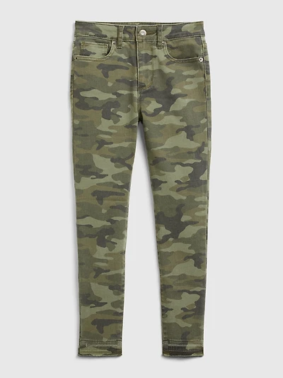Kids High Rise Ankle Camo Jeggings with Stretch