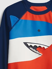 Toddler 3D Shark Graphic Swim Rash Guard