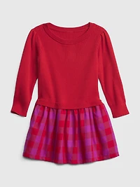 Toddler Ribbed Sweater Mix-Media Dress