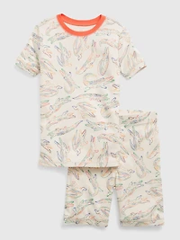 Kids Organic Cotton Alligator Print PJ Shorts Set