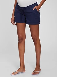 Maternity Linen-Cotton Pull-On Shorts