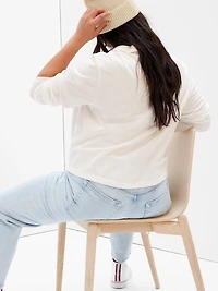 Cropped V-Neck Polo Shirt