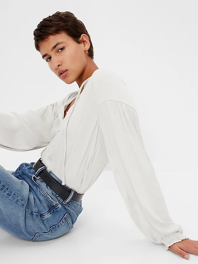 Button-Front Tie Top