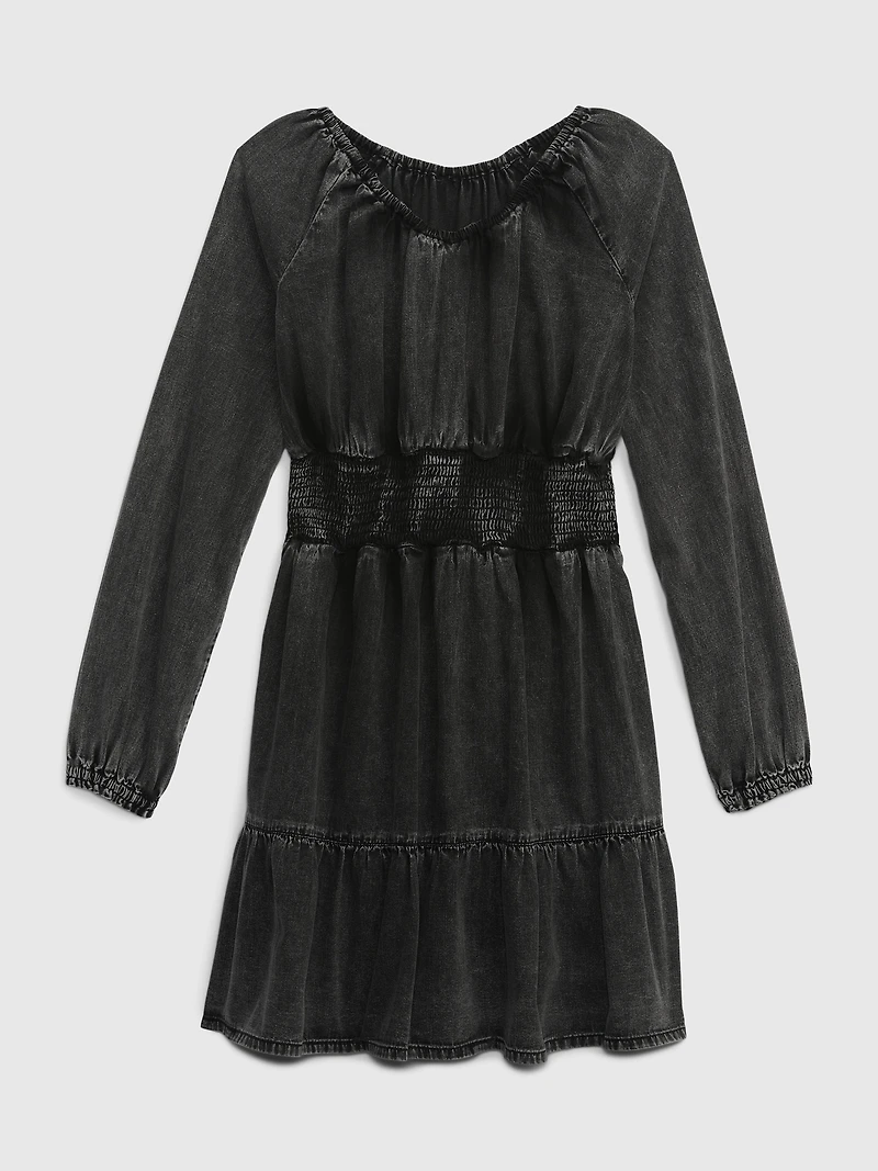 Kids Smocked Denim Dress
