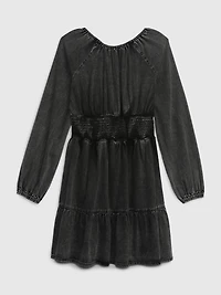 Kids Smocked Denim Dress