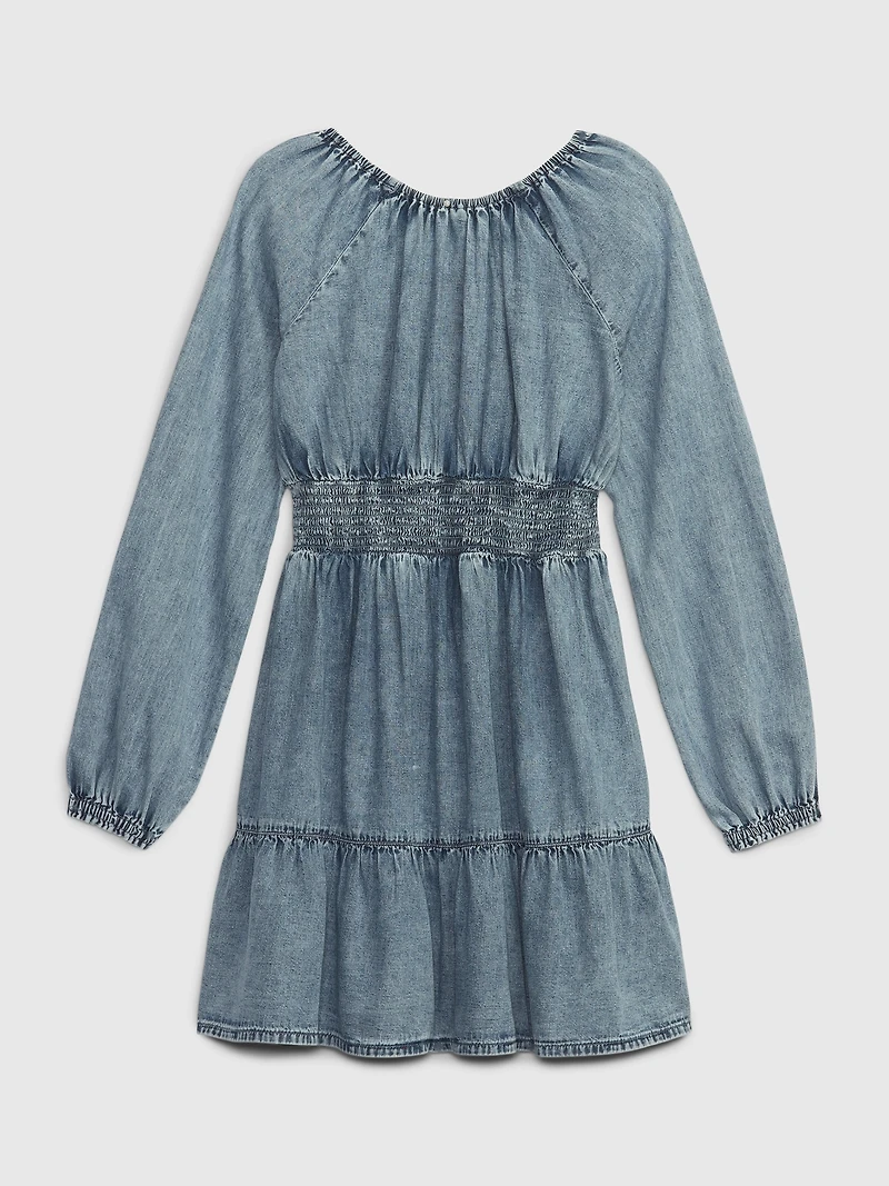 Kids Smocked Denim Dress