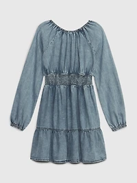 Kids Smocked Denim Dress