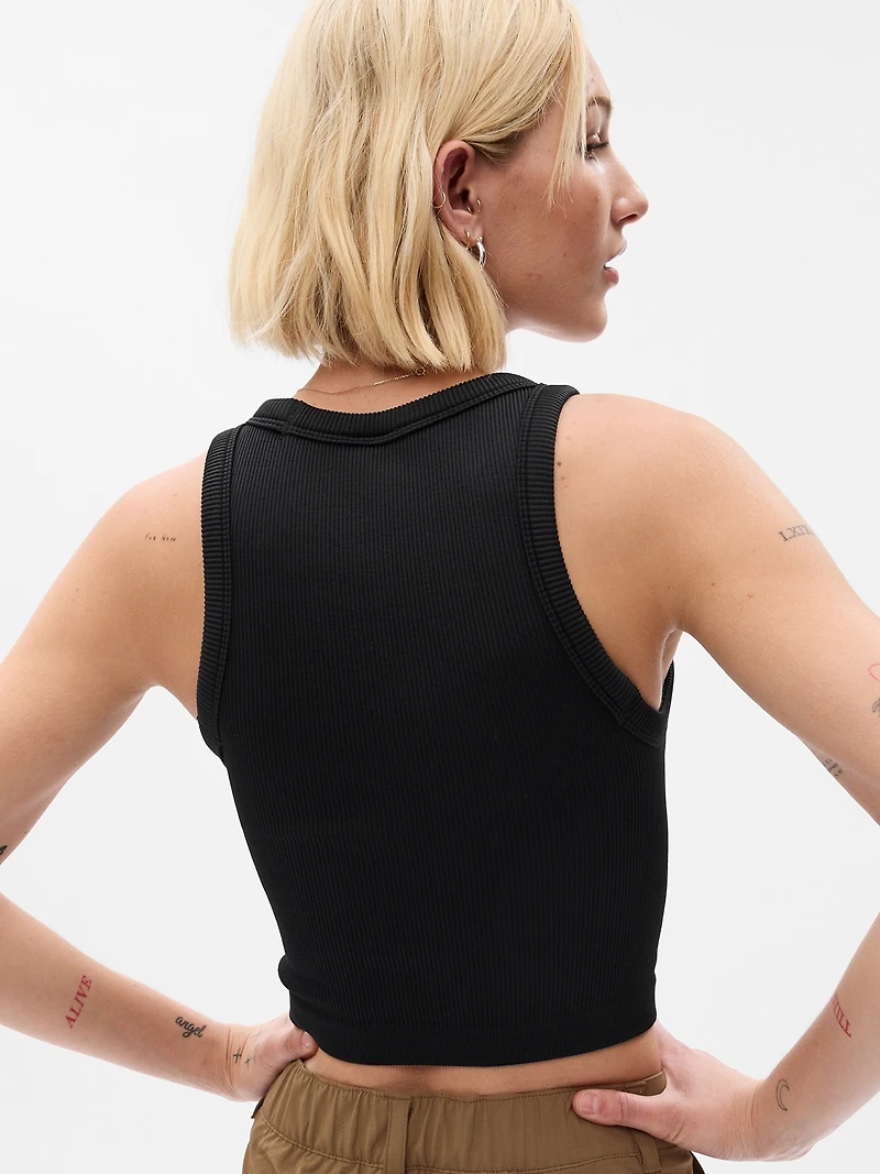 GapFit Seamless Rib Crop Halter Tank Top