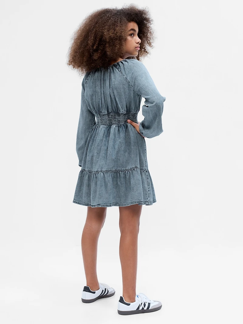 Kids Smocked Denim Dress