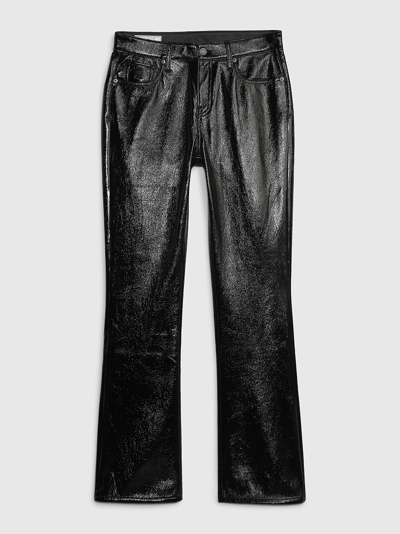Mid Rise Vegan Patent Leather Baby Boot Pants