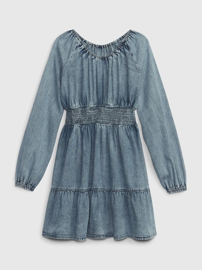 Kids Smocked Denim Dress