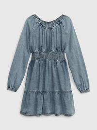 Kids Smocked Denim Dress