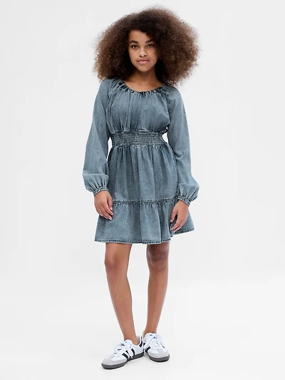 Kids Smocked Denim Dress