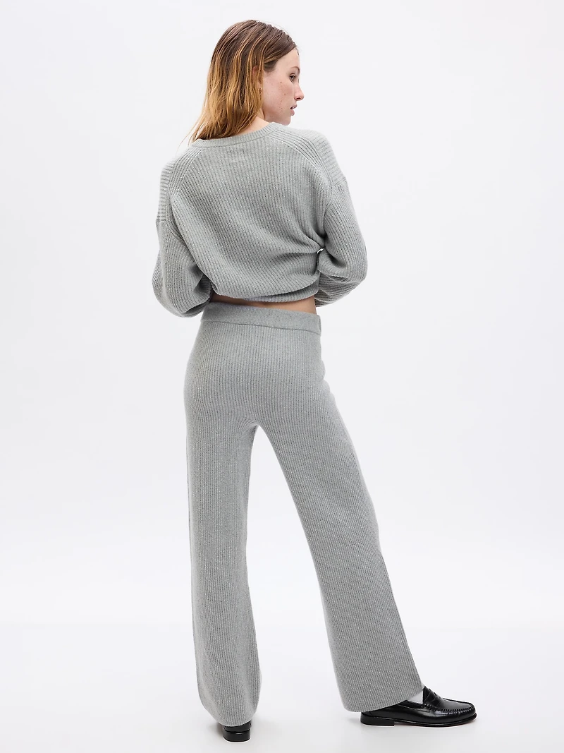 CashSoft Shaker-Stitch Sweater Pants