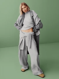CashSoft Shaker-Stitch Sweater Pants