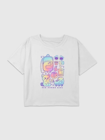 Kids Turning Red Panda Girl Graphic Boxy Crop Tee