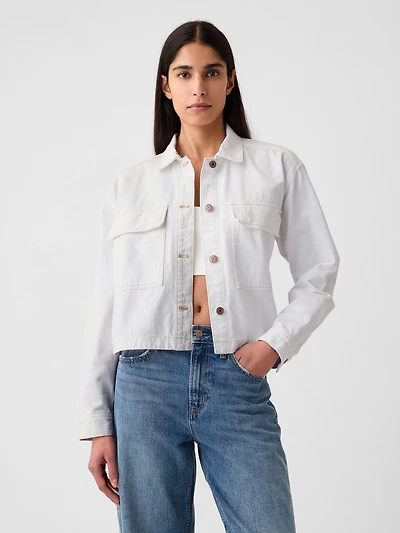 Denim Crop Shirt Jacket