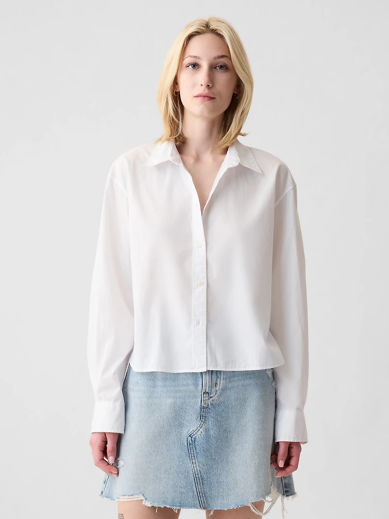 Organic Cotton Poplin Crop Shirt