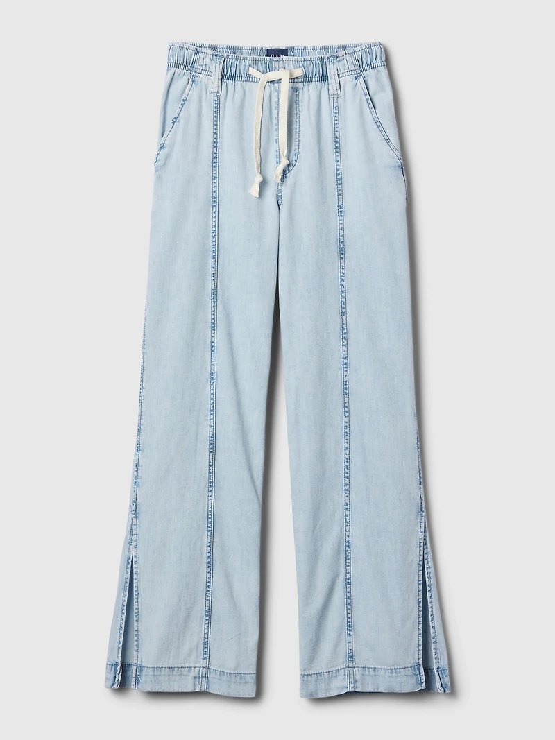 Denim Easy Wide-Leg Pants