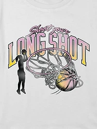 Kids Basketball Long Shot Graphic Boxy Crop Tee
