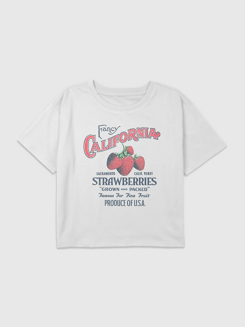 Kids California Strawberries Graphic Boxy Crop Tee