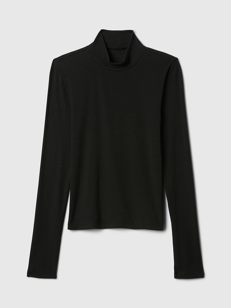 Modern Rib Mockneck Crop Shirt