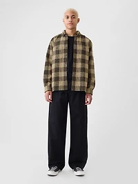 Waffle-Knit Flannel Shirt