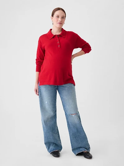 Maternity CashSoft Polo Sweater