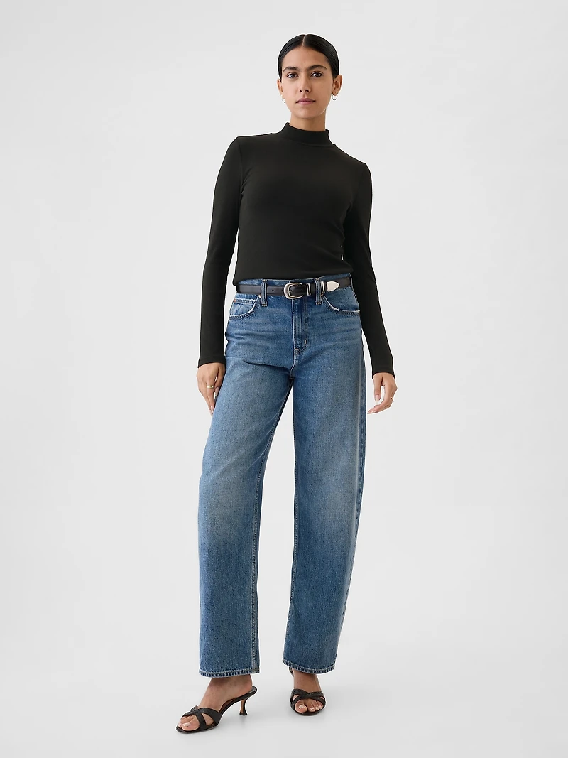 Modern Rib Mockneck Crop Shirt