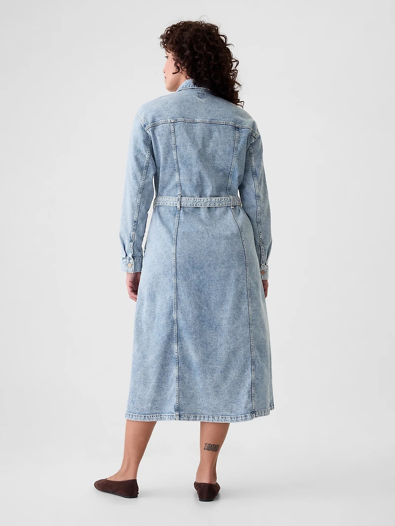 Belted Denim Midi Dress