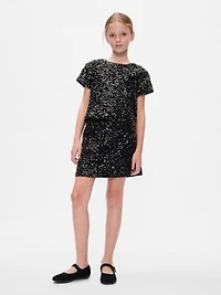 Kids Sequin Velvet Mini Skirt