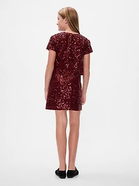 Kids Sequin Velvet Mini Skirt