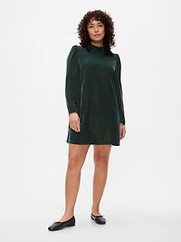 Recycled Velvet Puff-Sleeve Mini Dress