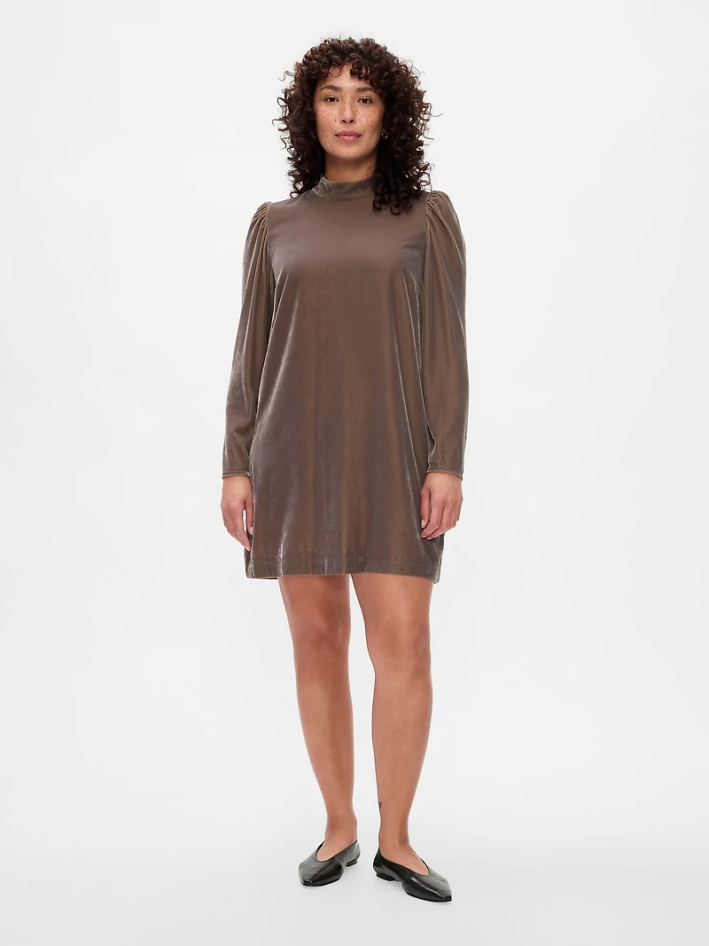 Recycled Velvet Puff-Sleeve Mini Dress